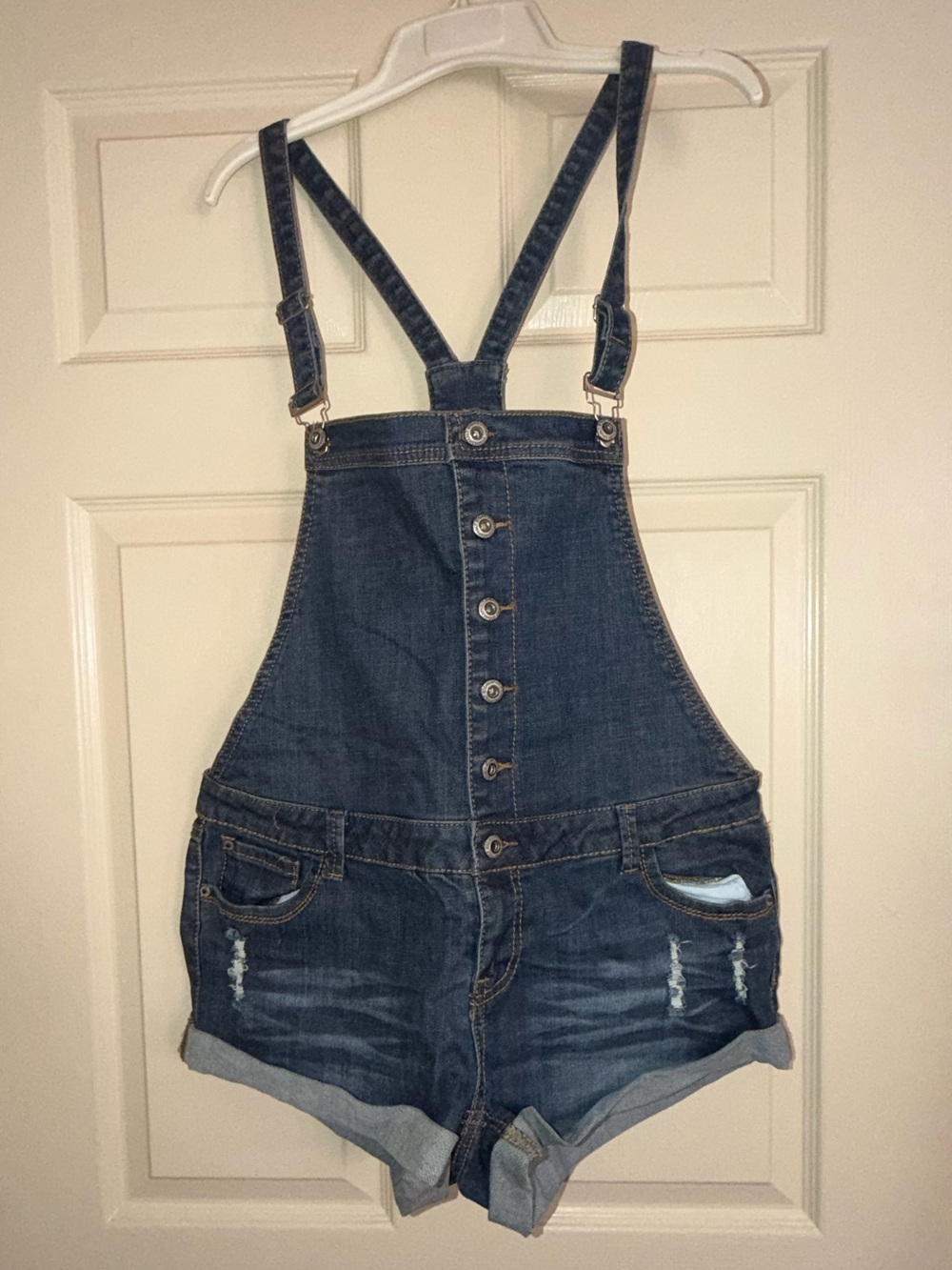 Dark Blue Denim Short Overalls